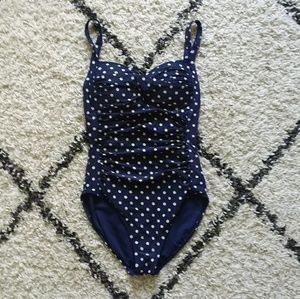 Bond-Eye polka dot one piece navy swimsuit